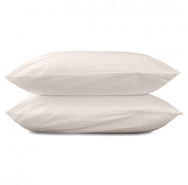 Taies d'oreiller rectangulaires 50 x 70 cm en coton lavé percale uni x2 Rose Yogourt