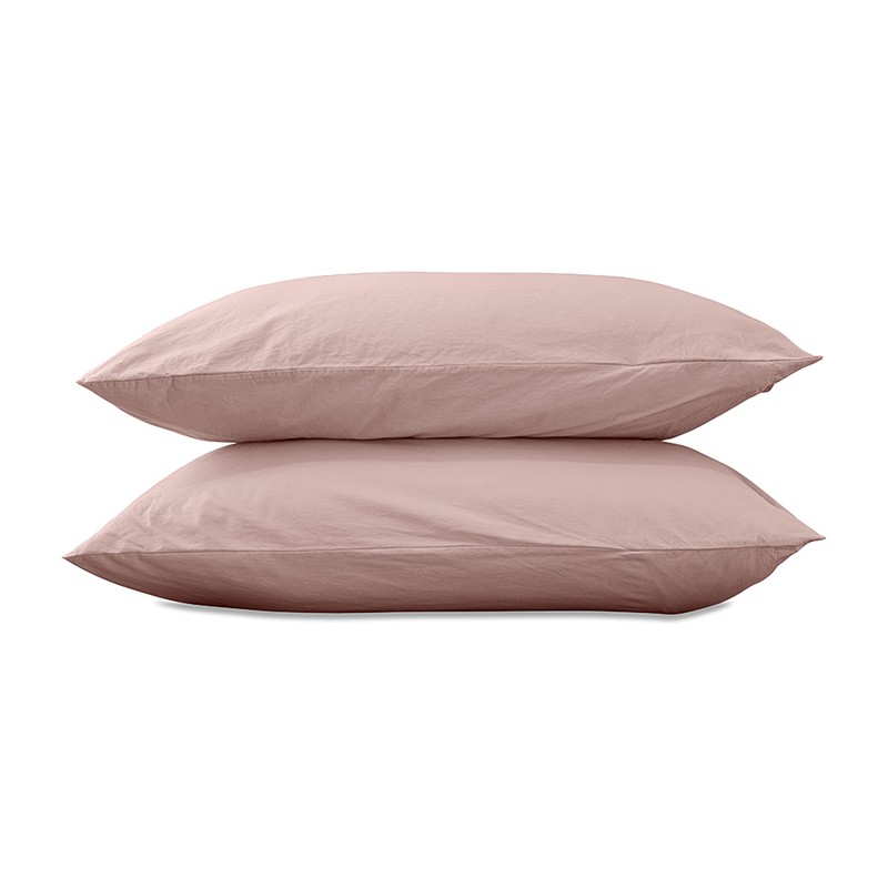 Taies d'oreiller rectangulaires 50 x 70 cm en coton lavé percale uni x2 Rose Rétro Taies d'oreiller rectangulaires 50 x 70 cm en coton lavé percale uni x2 Rose Rétro