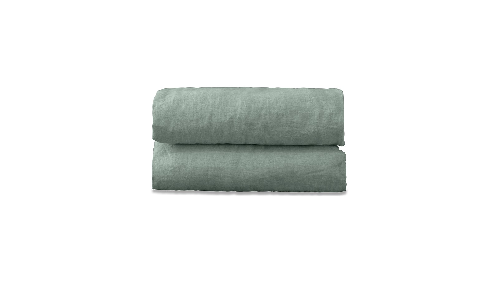 Drap housse 1 personne 90 x 190 cm en lin lavé uni Vert Céladon