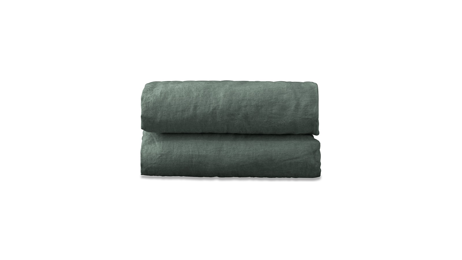 Drap housse 1 personne 90 x 190 cm en lin lavé uni Vert Eucalyptus