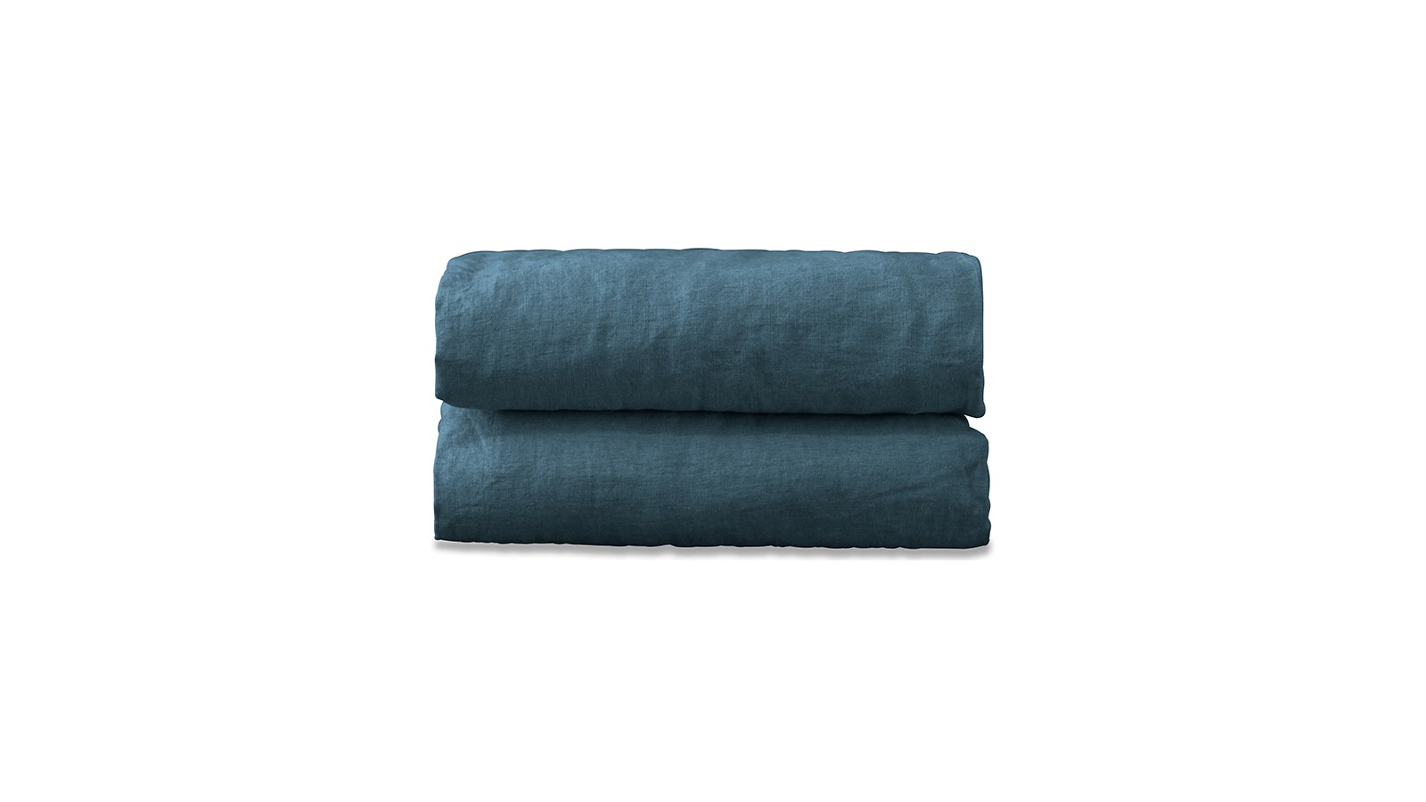 Drap housse 1 personne 90 x 190 cm en lin lavé uni Bleu Pétrole