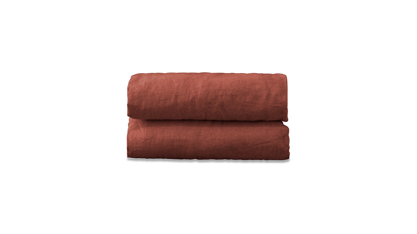 Drap housse 1 personne 90 x 190 cm en lin lavé uni Orange Terracotta