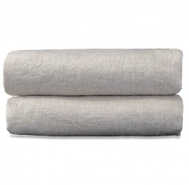 Drap housse 1 personne 90 x 190 cm en lin lavé chambray Lin