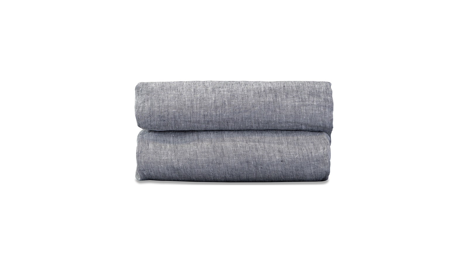 Drap housse 1 personne 90 x 190 cm en lin lavé chambray Charbon