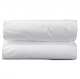 Drap housse 1 personne 90 x 190 cm en coton lavé percale bio Blanc Optique