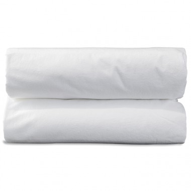 Drap housse 1 personne 90 x 190 cm en coton lavé percale bio Blanc Optique