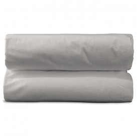 Drap housse 1 personne 90 x 190 cm en coton lavé percale bio Argile