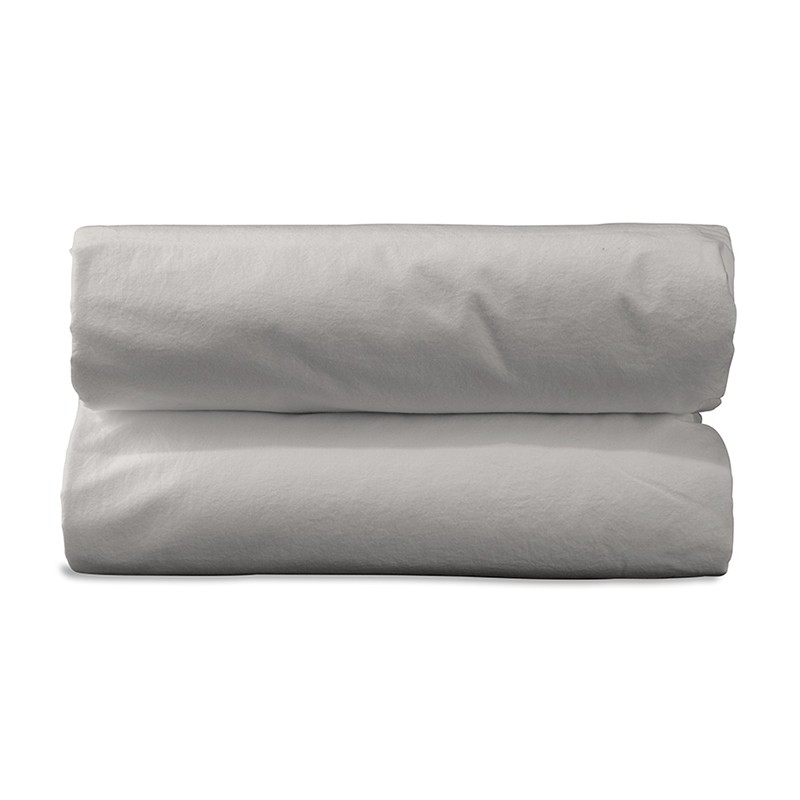 Drap housse 1 personne 90 x 190 cm en coton lavé percale bio Argile