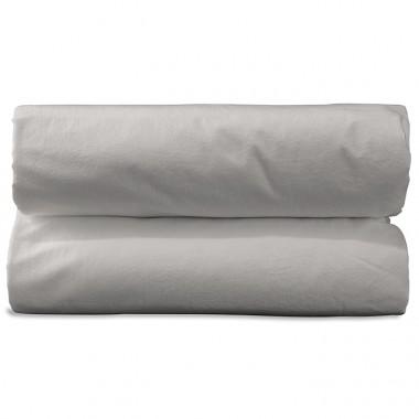 Drap housse 1 personne 90 x 190 cm en coton lavé percale bio Argile