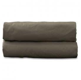 Drap housse 1 personne 90 x 190 cm en coton lavé percale bio Vert De Terre