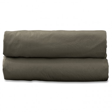 Drap housse 1 personne 90 x 190 cm en coton lavé percale bio Vert De Terre
