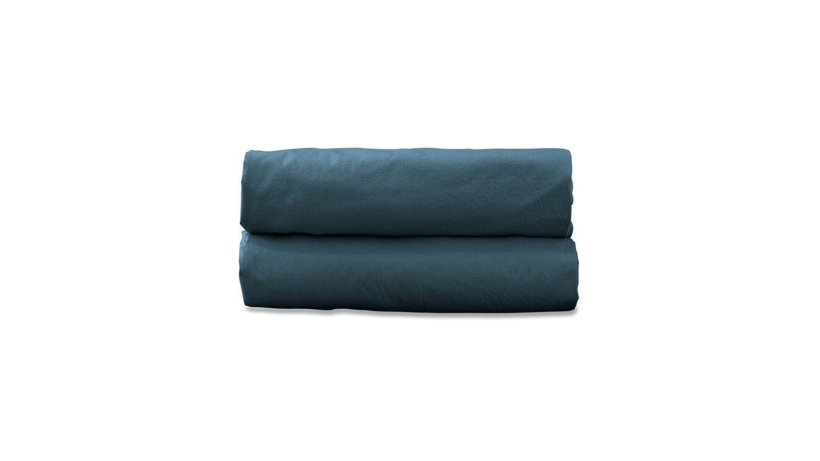 Drap housse 1 personne 90 x 190 cm en coton lavé percale bio Bleu Pétrole