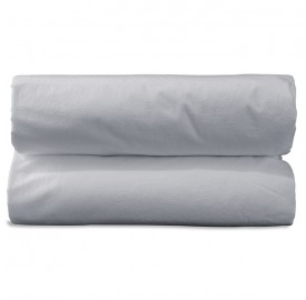 Drap housse 1 personne 90 x 190 cm en coton lavé percale bio Gris Buée