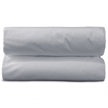 Drap housse 1 personne 90 x 190 cm en coton lavé percale bio Gris Buée