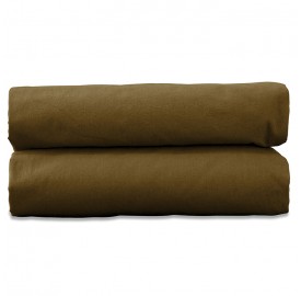 Drap housse 1 personne 90 x 190 cm en coton lavé percale bio Caramel