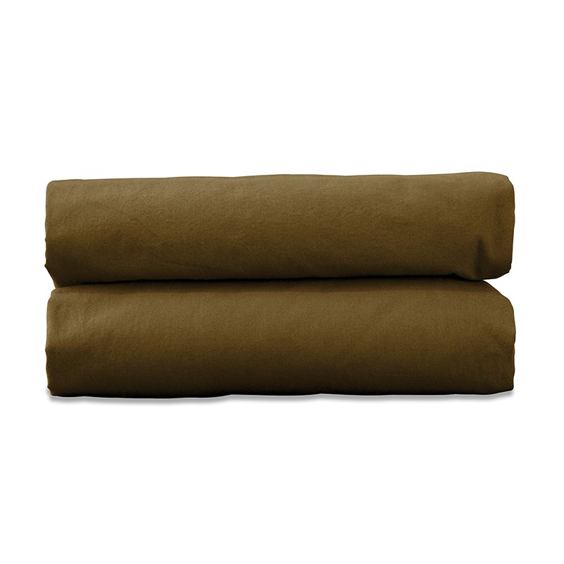 Drap housse 1 personne 90 x 190 cm en coton lavé percale bio Caramel Drap housse 1 personne 90 x 190 cm en coton lavé percale bio Caramel