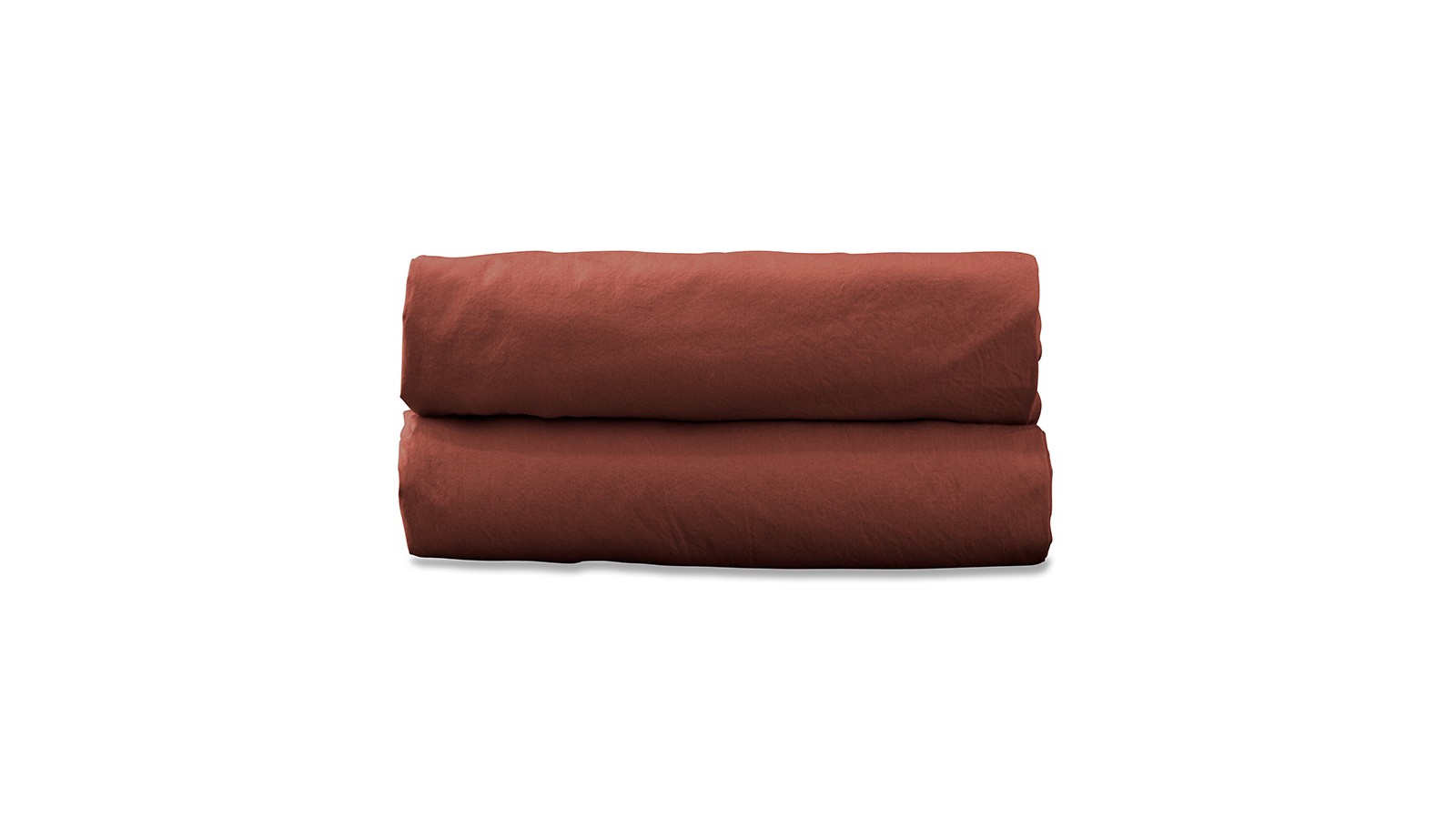 Drap housse 1 personne 90 x 190 cm en coton lavé percale bio Orange Terracotta