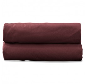 Drap housse 1 personne 90 x 190 cm en coton lavé percale bio Rose Tomette