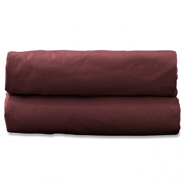 Drap housse 1 personne 90 x 190 cm en coton lavé percale bio Rose Tomette
