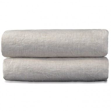 Drap housse 2 personnes en lin lavé chambray Lin