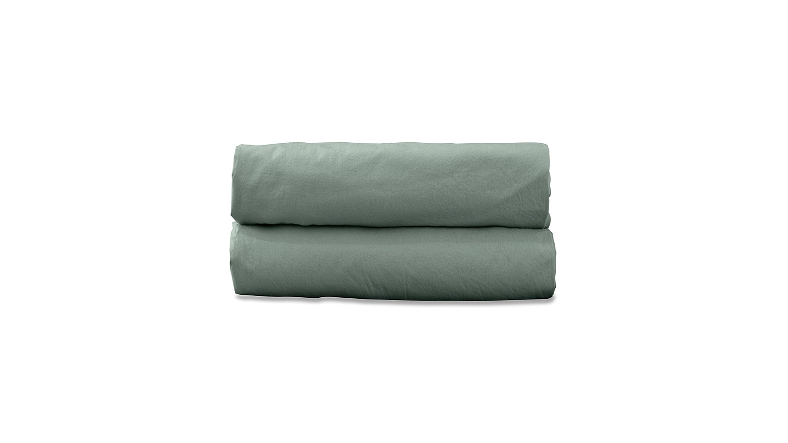 Drap housse 2 personnes en coton lavé percale bio Vert Céladon