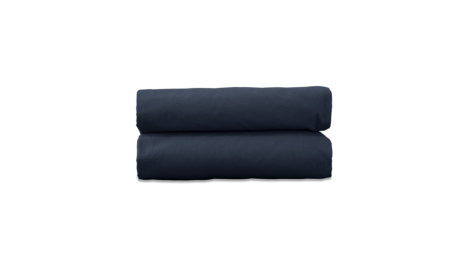 Drap housse 2 personnes en coton lavé percale bio Bleu Encre