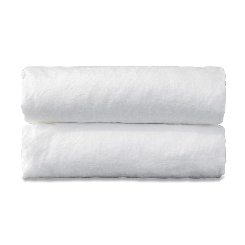 Drap housse bébé en lin lavé uni Blanc Optique