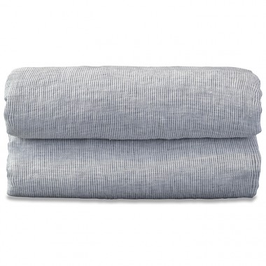 Drap housse bébé en lin lavé chambray Rayure Colette Denim