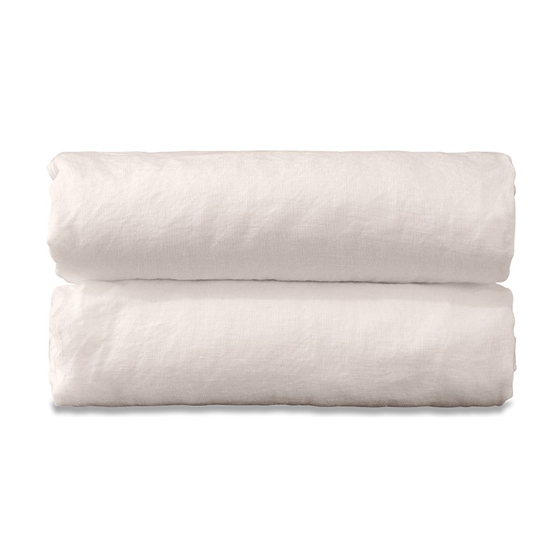 Drap plat 1 personne 180 x 290 cm en lin lavé uni Rose Yogourt Drap plat 1 personne 180 x 290 cm en lin lavé uni Rose Yogourt
