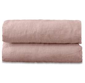 Drap plat 1 personne 180 x 290 cm en lin lavé uni Rose Rétro