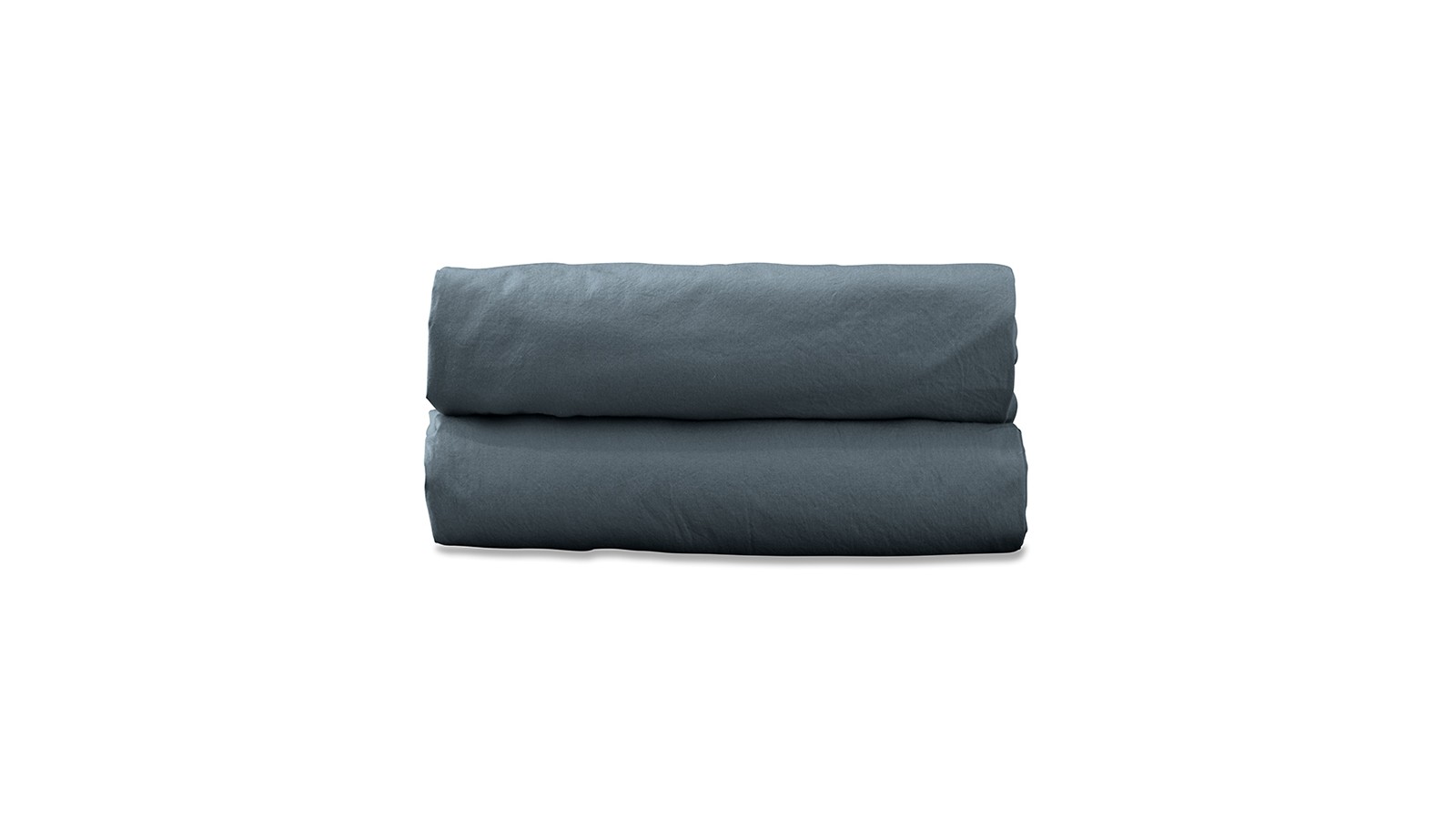 Drap plat 1 personne 180 x 290 cm en coton lavé percale bio Bleu Orage