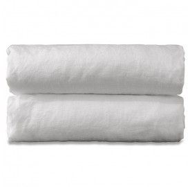 Drap plat 2 personnes en lin lavé uni Petit Lait