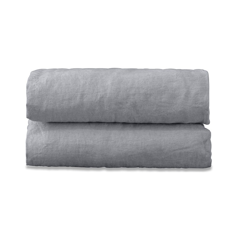Drap plat 2 personnes en lin lavé uni Gris Ciment Drap plat 2 personnes en lin lavé uni Gris Ciment