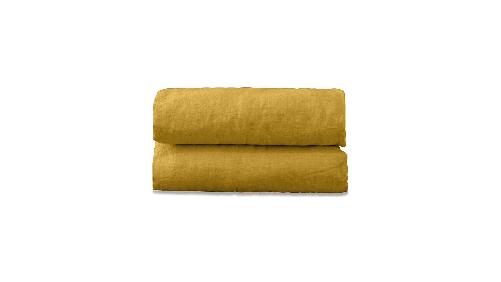 Drap plat 2 personnes en lin lavé uni Jaune Safran Drap plat 2 personnes en lin lavé uni Jaune Safran