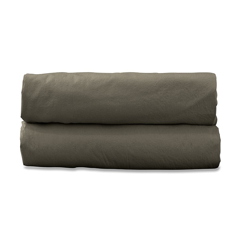 Drap plat 2 personnes en coton lavé percale bio Vert De Terre Drap plat 2 personnes en coton lavé percale bio Vert De Terre