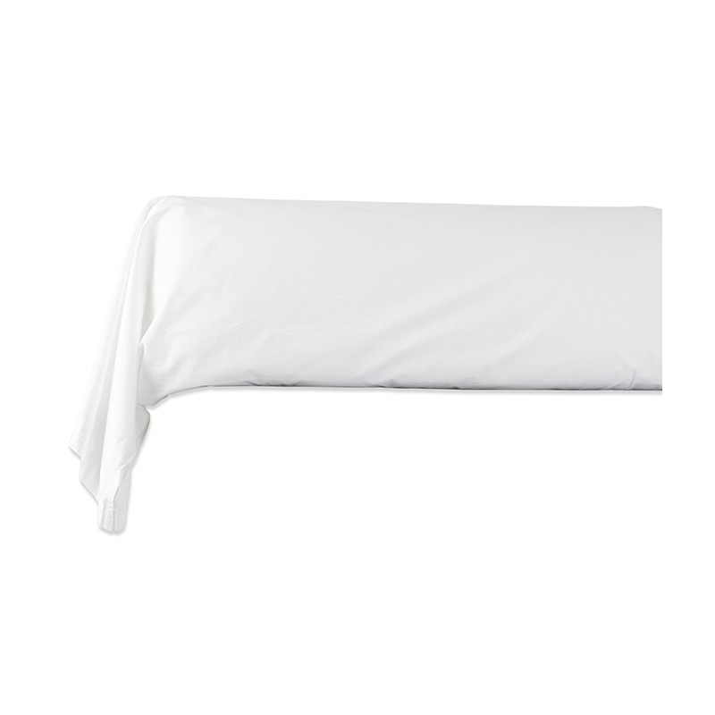 Taie de traversin en coton lavé percale bio Blanc Optique