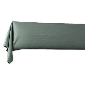 Taie de traversin en coton lavé percale bio Vert Eucalyptus