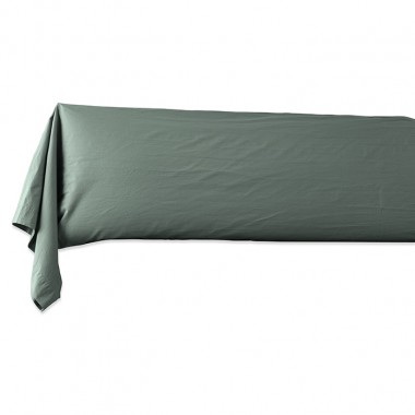 Taie de traversin en coton lavé percale bio Vert Eucalyptus