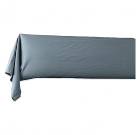 Taie de traversin en coton lavé percale bio Bleu Orage