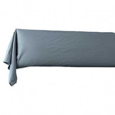 Taie de traversin en coton lavé percale bio Bleu Orage