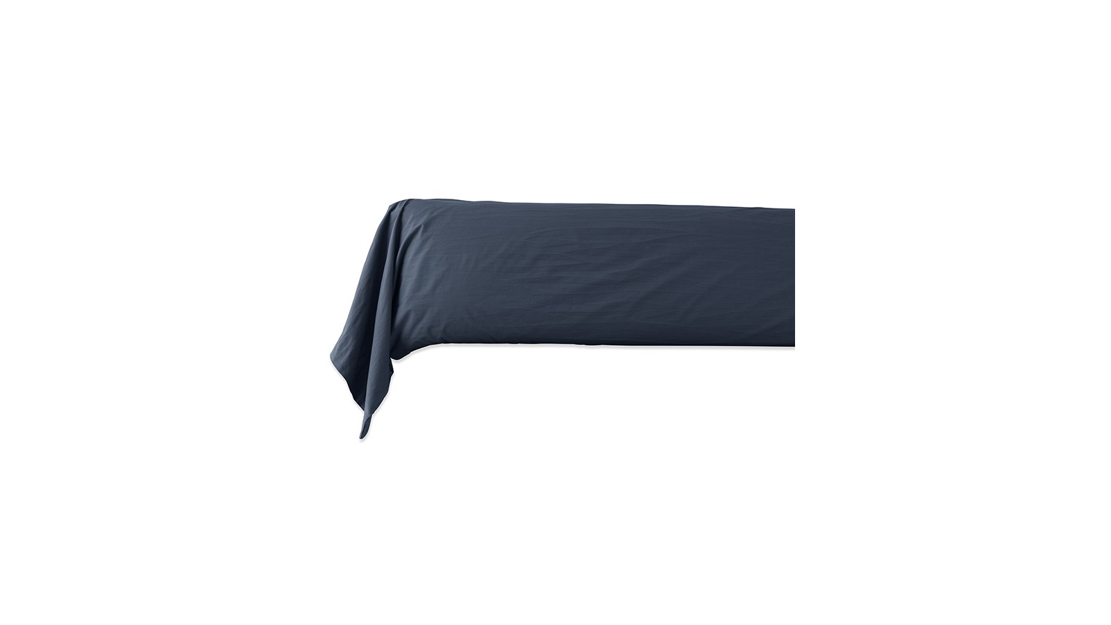 Taie de traversin en coton lavé percale bio Bleu Encre