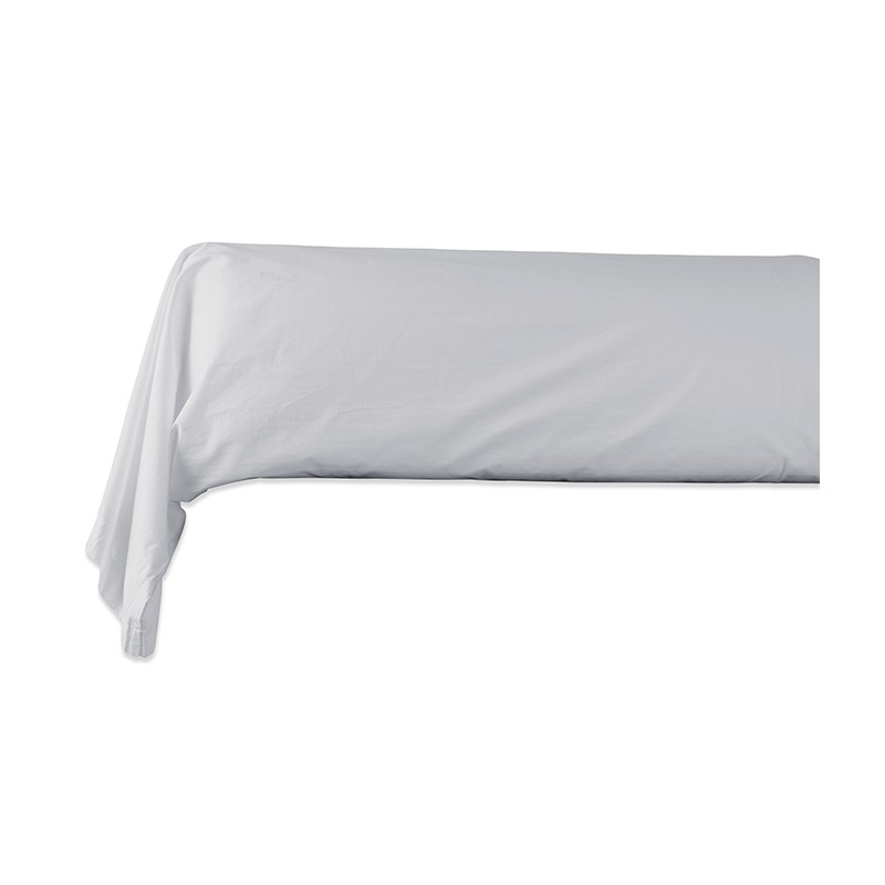 Taie de traversin en coton lavé percale bio Gris Buée