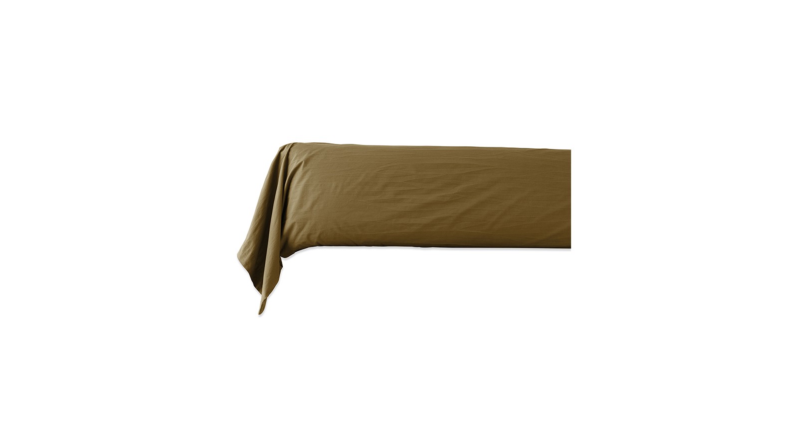 Taie de traversin en coton lavé percale bio Caramel