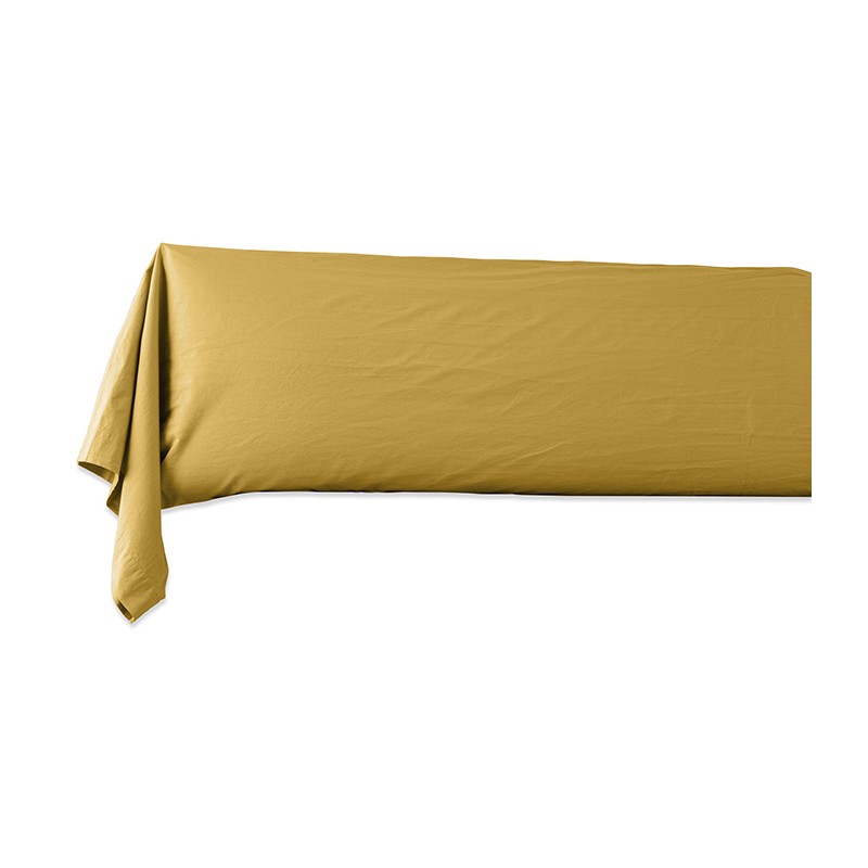 Taie de traversin en coton lavé percale bio Jaune Safran Taie de traversin en coton lavé percale bio Jaune Safran