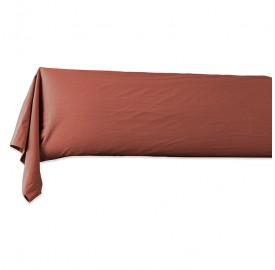 Taie de traversin en coton lavé percale bio Orange Terracotta