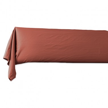 Taie de traversin en coton lavé percale bio Orange Terracotta