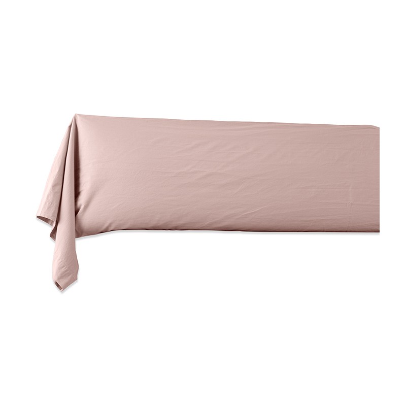 Taie de traversin en coton lavé percale bio Rose Rétro