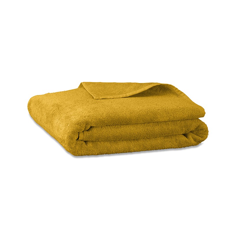 Drap de bain en éponge de coton bio Jaune Safran Drap de bain en éponge de coton bio Jaune Safran