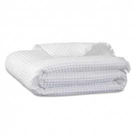 Drap de bain en nid d'abeille de coton bio Blanc Optique