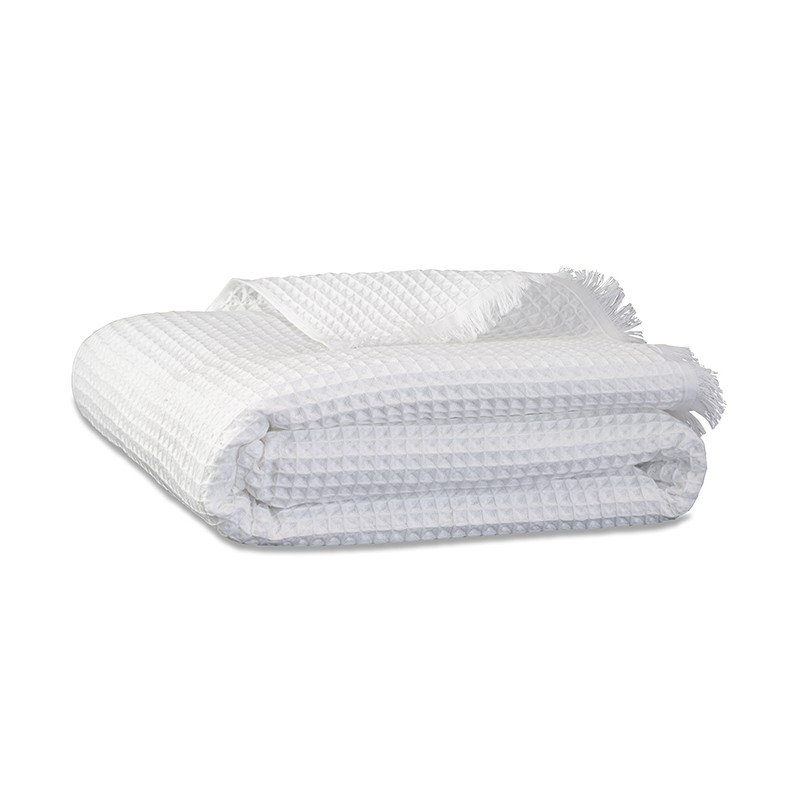 Drap de bain en nid d'abeille de coton bio Blanc Optique